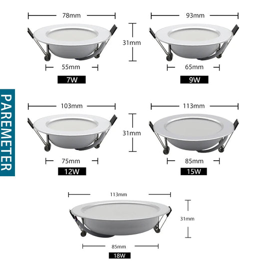 LED Downlight 7W 9W 12W 15W 18W AC 220V Spotlight Recessed Ceiling Lamp Spot Lights For Home Bedroom Kitchen Indoor Lighting LED Lighting Depot