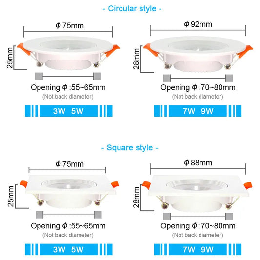 10pcs LED downlight 5W 7W 9W 12W Angle adjustable ceiling light spotlights 3W rotating AC220V 110V indoor lighting Lighting Depot