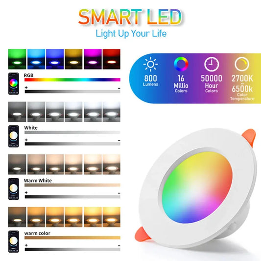 1/2/4pcs Led Downlight 10W Recessed Downlights RGB APP Remote Control Color Changing Light LED Spot Lamp for Home Decor Lighting Lighting Depot