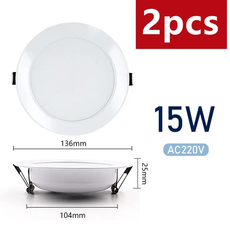 2pcs LED Downlight 5W 7W 9W 12W 15W AC220V Round Recessed Led Spotlight Aluminum Lighting Bedroom Kitchen Indoor Celling Lamp Lighting Depot