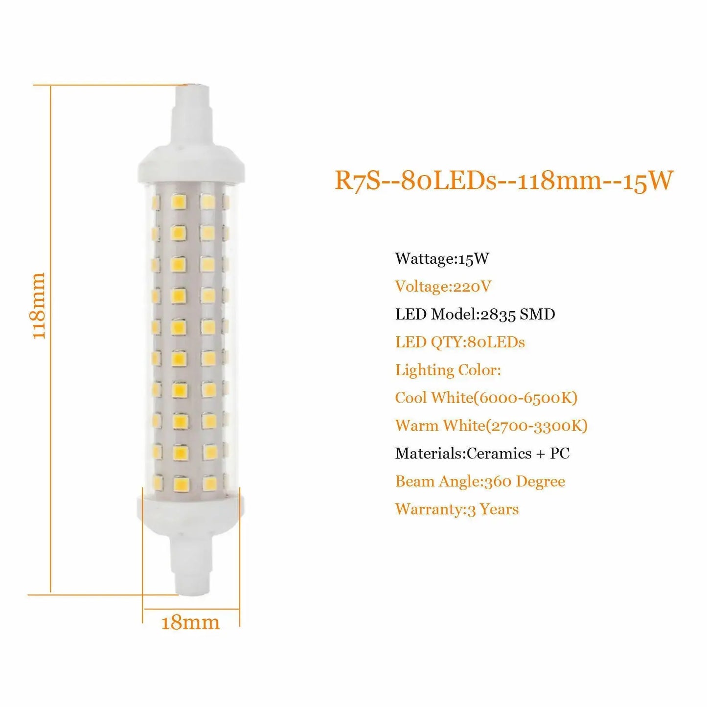 10w 15w 20w  R7S Floodlight LED Lamps SMD 2835 78mm 118mm 135mm Dimmable LED Light Bulb 220V Energy Saving Replace Halogen Light The Lighting Depot