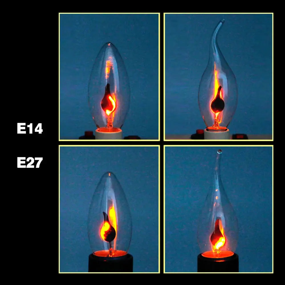 Edison LED Flame Candle Bulb Light E27 E14 LED Lamp Bulb AC 220V 3W Retro Home Decor Tail Energy Saving Lamp Indoor Lighting Lighting Depot