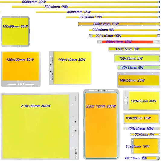 DC 12V COB Bulb LED Chip Panel Light 2W-300W All Size COB Module Warm Natural Cold White Red Green Blue Color LED Lamp for DIY Lighting Depot