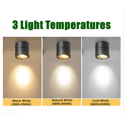 360 Degree Rotatable Surface Mounted Downlight 7W 10W 12W 15W LED Ceiling Spot Light for Kitchen Living Room Aisle Decor Lighting Depot