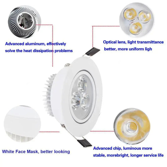 Dimmable Recessed LED Ceiling Downlight 3W Spotlight Lighting Lamps Bulb White Free Driver Colorful Red Yellow Blue Green Purple The Lighting Depot