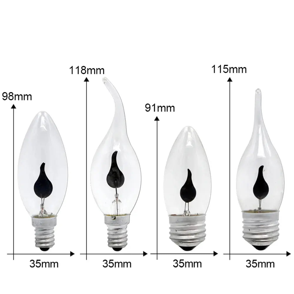 Edison LED Flame Candle Bulb Light E27 E14 LED Lamp Bulb AC 220V 3W Retro Home Decor Tail Energy Saving Lamp Indoor Lighting Lighting Depot