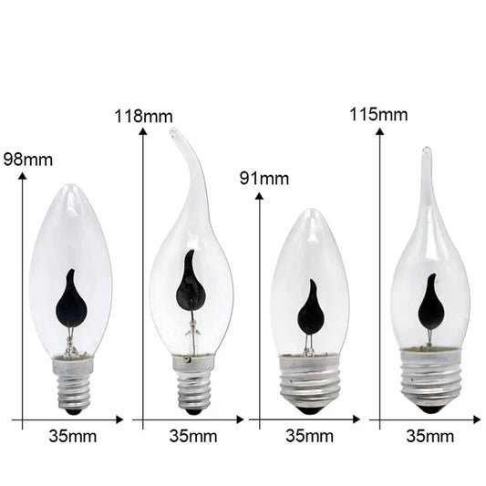 Edison LED Flame Candle Bulb Light E27 E14 LED Lamp Bulb AC 220V 3W Retro Home Decor Tail Energy Saving Lamp Indoor Lighting Lighting Depot
