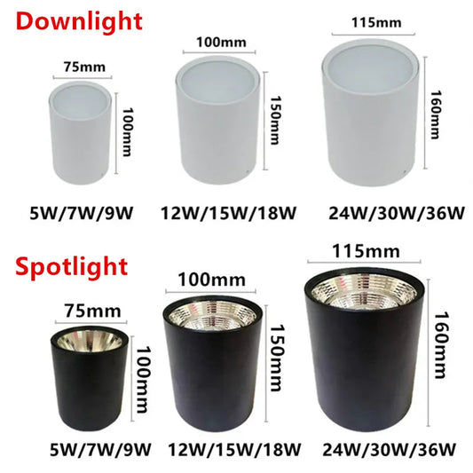 Dimmable Surface Mounted Ceiling downlight high power Recessed LED Downlight Lighting 7w 9w 12w 15w led spot fixture Lighting Depot