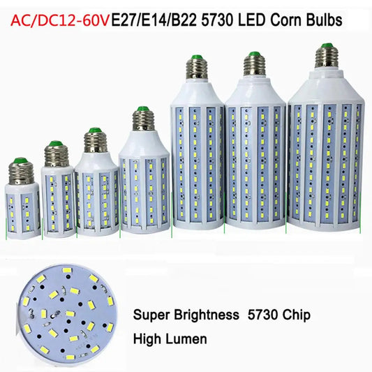 12-60v led corn bulbs smd 5730 12v 24v 36v 48v 60v LED corn light 7w 10w 15w 18w 25w 30W E27 B22 warm/cool white Lighting Depot