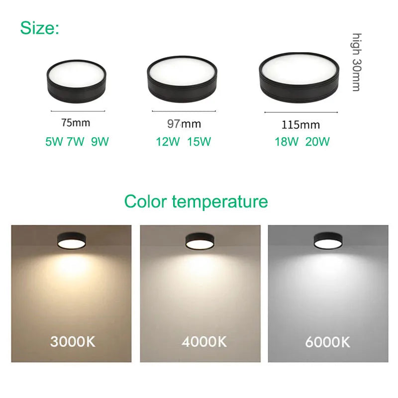 LED downlight ceiling light track light 5W 7W 9W 12W 15W 18W surface mounted ultra-thin new modern downlight spotlight AC220V Lighting Depot