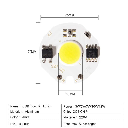 LED chip 3W 5W 7W 10W 12W AC 220V COB lamp beads Smart IC No Need Driver DIY Lampada outdoor chip light floodlight spotlight Lighting Depot