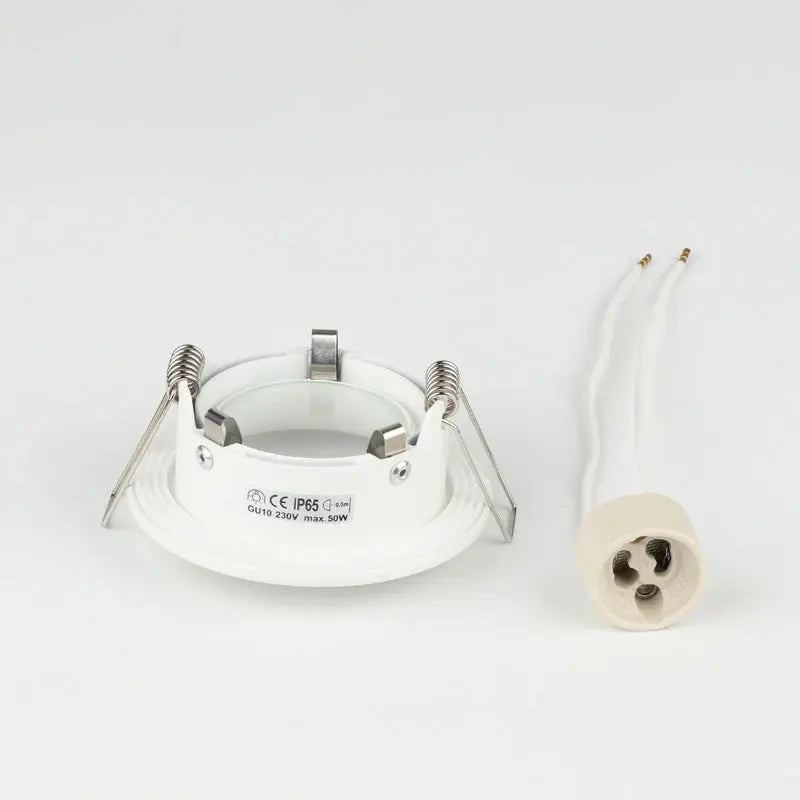 Recessed Waterproof IP65 Ceiling Downlights Round White Frame GU10 MR16 Lamp Base Holder Bathroom Spot Lighting Fitting Fixture The Lighting Depot