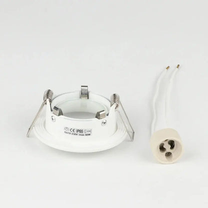 Recessed Waterproof IP65 Ceiling Downlights Round White Frame GU10 MR16 Lamp Base Holder Bathroom Spot Lighting Fitting Fixture The Lighting Depot