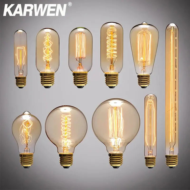 Edison Bulb E27 Incandescent Retro Lamp 40W 220V ST64 A19 T45 T10 G80 G95 Antique Vintage Bulb Edison Lamp filament Light bulb Lighting Depot