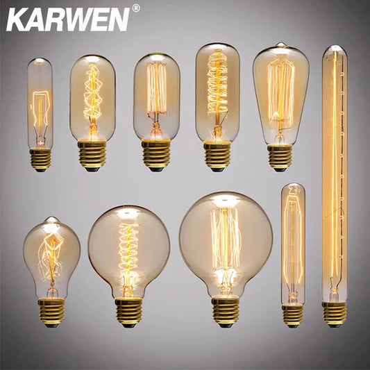 Edison Bulb E27 Incandescent Retro Lamp 40W 220V ST64 A19 T45 T10 G80 G95 Antique Vintage Bulb Edison Lamp filament Light bulb Lighting Depot