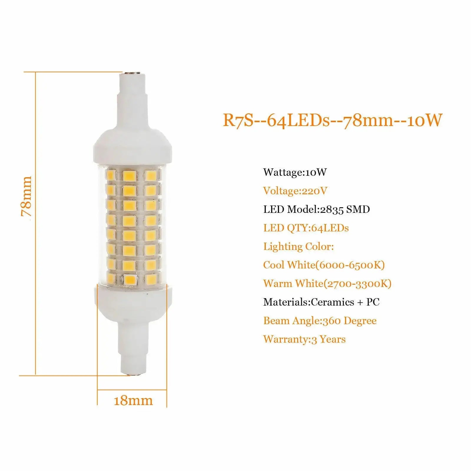 10w 15w 20w  R7S Floodlight LED Lamps SMD 2835 78mm 118mm 135mm Dimmable LED Light Bulb 220V Energy Saving Replace Halogen Light The Lighting Depot