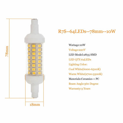 10w 15w 20w  R7S Floodlight LED Lamps SMD 2835 78mm 118mm 135mm Dimmable LED Light Bulb 220V Energy Saving Replace Halogen Light The Lighting Depot