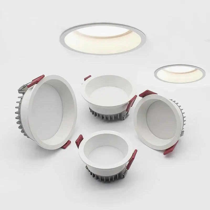 Dimmable Recessed Anti Glare LED Downlights 9W/12W/15W/18W LED Ceiling Spot Lights AC85~265V Background Lamps Indoor Lighting Lighting Depot