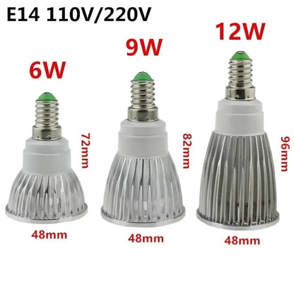 LED Light 6W 9W 12W COB GU5.3 GU10 E27 E14 MR16Dimming Spotlight Lamp High Power Bulb Red Green Blue Yellow AC110V/220V AC/DC12V Lighting Depot