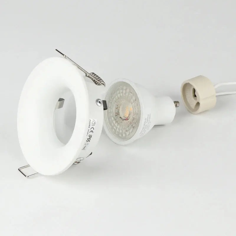 Recessed Waterproof IP65 Ceiling Downlights Round White Frame GU10 MR16 Lamp Base Holder Bathroom Spot Lighting Fitting Fixture The Lighting Depot