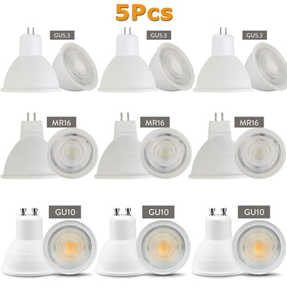 5X GU10 MR16 GU5.3 Dimmable LED Spotlight 7W 220V 110V COB Light Bulb Super Bright Table Lamp Downlight Cool White Warm White The Lighting Depot