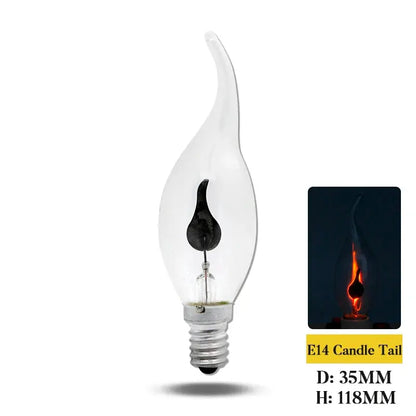 Edison LED Flame Candle Bulb Light E27 E14 LED Lamp Bulb AC 220V 3W Retro Home Decor Tail Energy Saving Lamp Indoor Lighting Lighting Depot