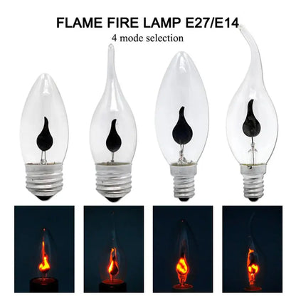 Edison LED Flame Candle Bulb Light E27 E14 LED Lamp Bulb AC 220V 3W Retro Home Decor Tail Energy Saving Lamp Indoor Lighting Lighting Depot
