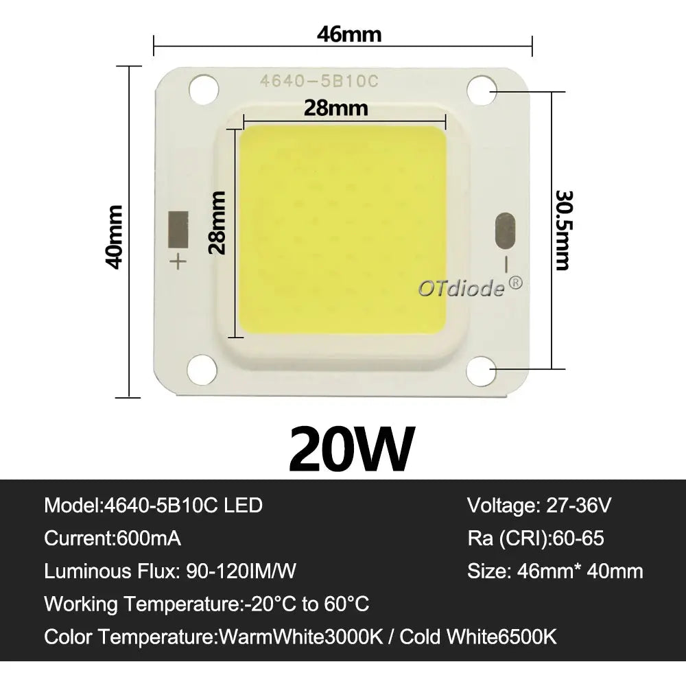 LED COB Chip 70W  50W 30W20W 10W 36V Backlight Diode Lamps Cold White Warm White LED Matrix For DIY Flood Light Bulbs Spotlights Lighting Depot