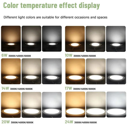 1-10pcs/lot Recessed Led Downlight Round Led Panel Light 110V 220V 3000K 4000K 6000K 10W 24W Spot for home Indoor Lighting Lighting Depot
