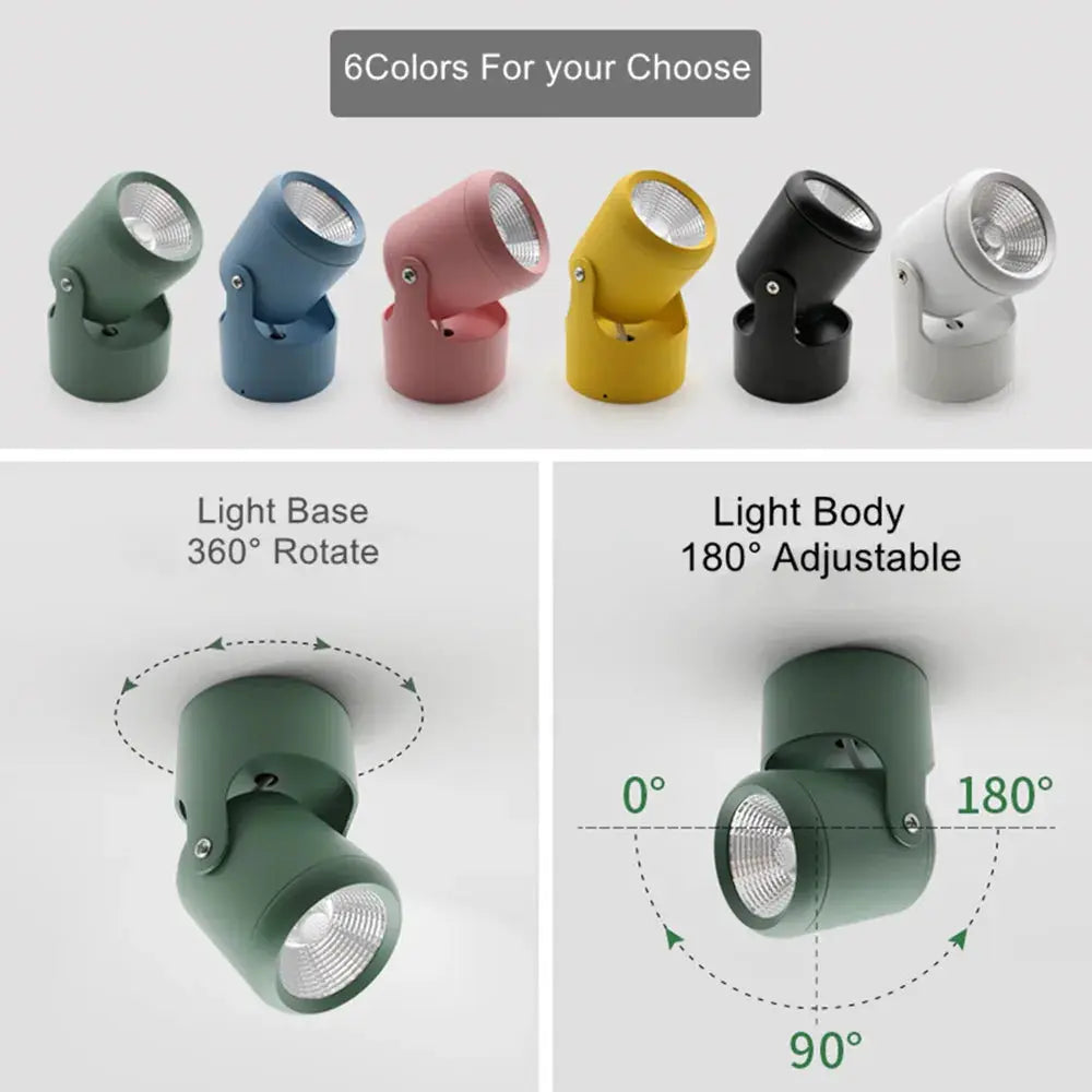 COB LED Downlight Surface Mounted Dimmable Ceiling Lamp 180° Rotation 7W 10W 15W 20W AC85~260V Spot Light Indoor Lighting The Lighting Depot