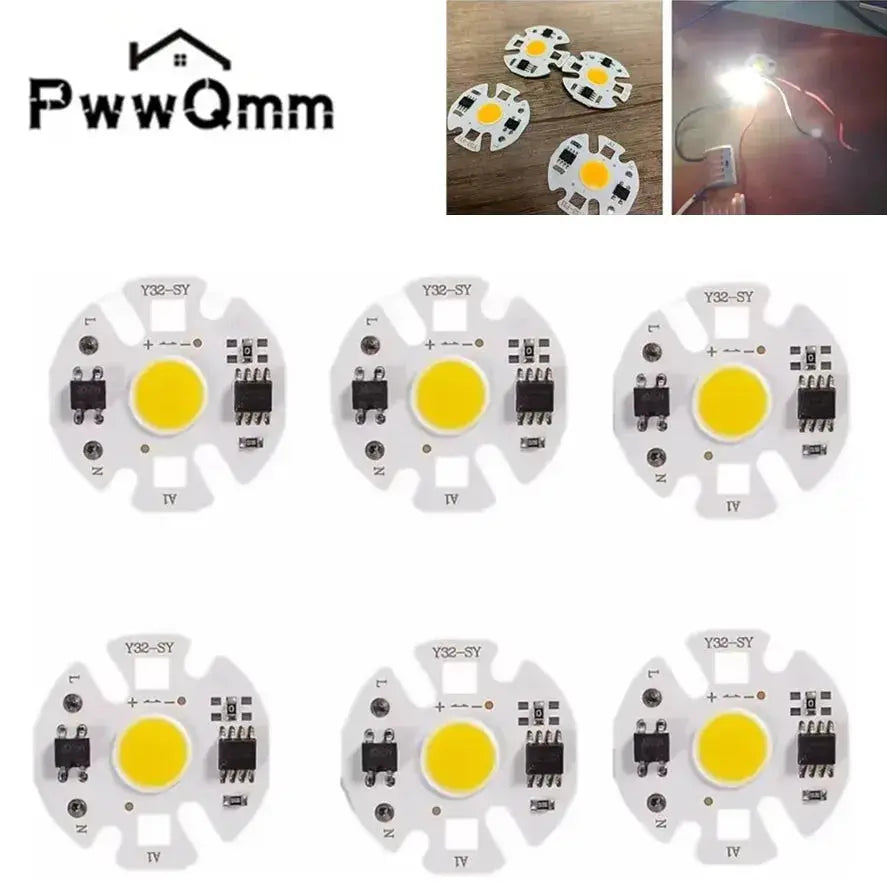 6PCS 220V 110V Y32 12W 10W 7W 5W 3W LED COB Lamp Chip Bulb Real Power Input IP65 for Outdoor LED Bulb FloodLight Cold Warm White Lighting Depot
