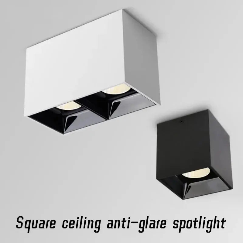Square Surface Dimmable LED COB Downlight spotlight 7W10W 15W 18W AC110V 220V indoor lighting No opening LED Ceiling Spot lights The Lighting Depot