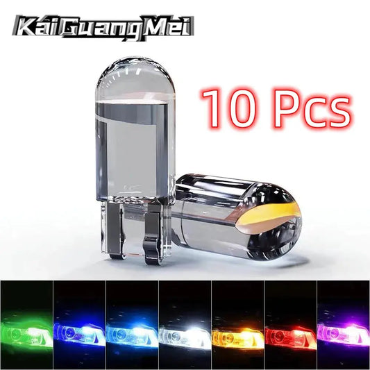 10PCS W5W LED T10 Car Light COB Glass Housing Auto Automobiles Wedge License Plate Lamp Interior Dome Reading Light t10 DRL Bulb Lighting Depot