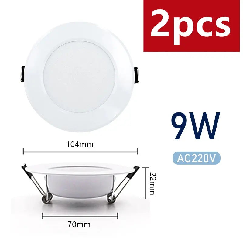 2pcs LED Downlight 5W 7W 9W 12W 15W AC220V Round Recessed Led Spotlight Aluminum Lighting Bedroom Kitchen Indoor Celling Lamp Lighting Depot