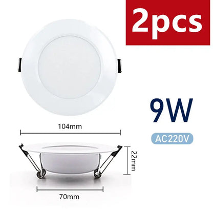 2pcs LED Downlight 5W 7W 9W 12W 15W AC220V Round Recessed Led Spotlight Aluminum Lighting Bedroom Kitchen Indoor Celling Lamp Lighting Depot