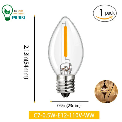 Edison Led Candle Bulb  E12 E14 110V 220V Dimmable C7 C7G T20M T22F T22G 0.5W 1W For Home Decor LED Lighting Lamp Ampoule Lights Lighting Depot