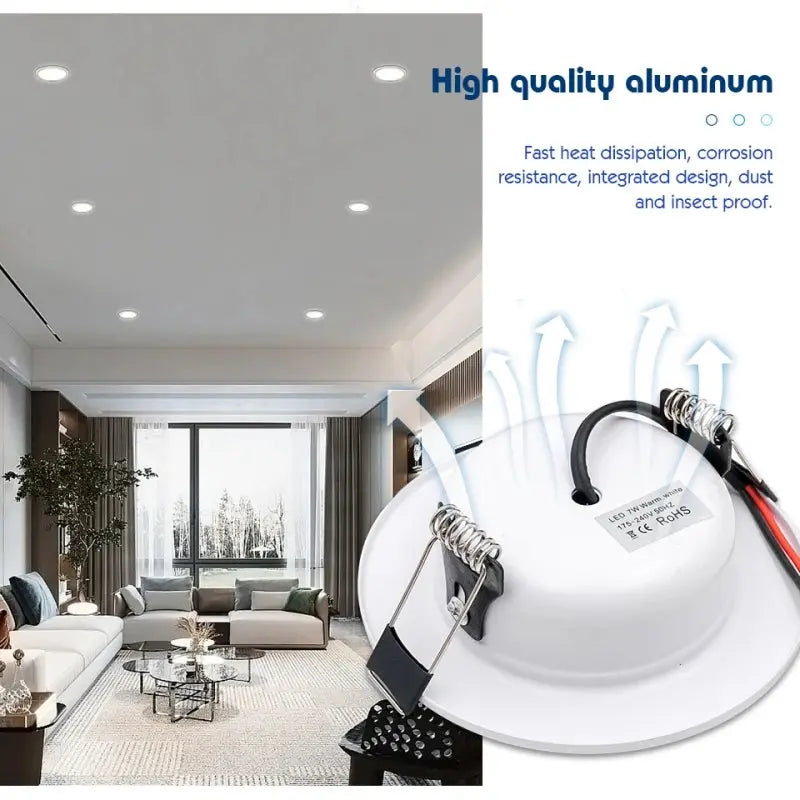LED Downlight 5W 9W DC12V 24V Panel Down Lights Spotlight 12W 15W 18W AC220V 110V Recessed Ceiling Lamps For Home Illumination Lighting Depot