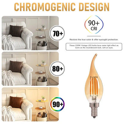 LED Filament Bulb 4W Edison C35 E14 E12 2700K Warm White Retro Amber Glass Light Bulbs 220V 110V Incandescent Replacement Lights Lighting Depot