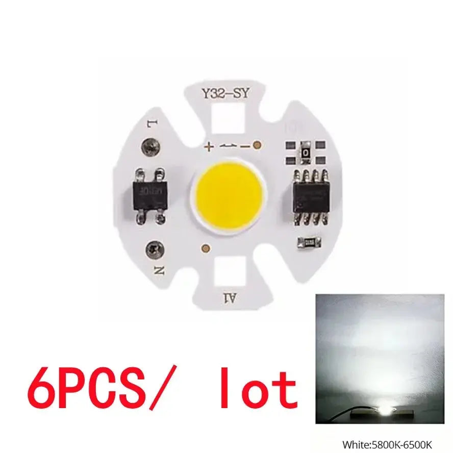 6PCS 220V 110V Y32 12W 10W 7W 5W 3W LED COB Lamp Chip Bulb Real Power Input IP65 for Outdoor LED Bulb FloodLight Cold Warm White Lighting Depot