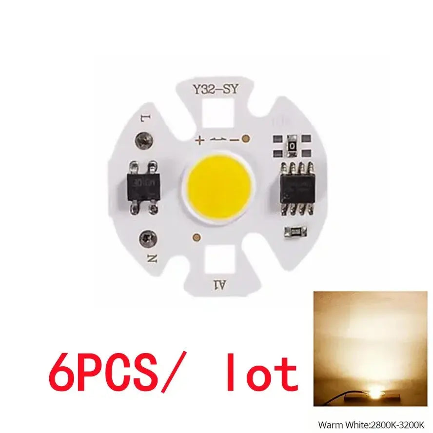 6PCS 220V 110V Y32 12W 10W 7W 5W 3W LED COB Lamp Chip Bulb Real Power Input IP65 for Outdoor LED Bulb FloodLight Cold Warm White Lighting Depot