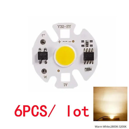6PCS 220V 110V Y32 12W 10W 7W 5W 3W LED COB Lamp Chip Bulb Real Power Input IP65 for Outdoor LED Bulb FloodLight Cold Warm White Lighting Depot
