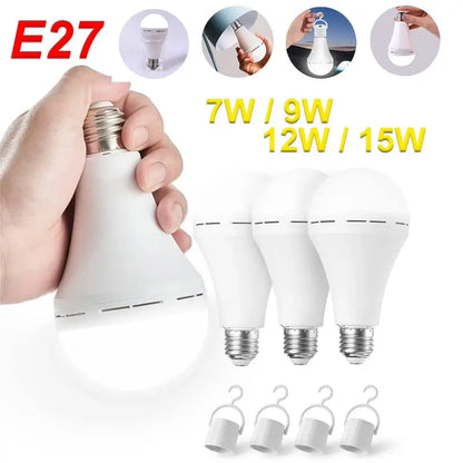 LED Rechargeable Light Bulb 7w 9w 12w 15w 85-265V Emergency Bulb Portable Hanging Camping Lamp for Tent Home Power Failure Porch Lighting Depot