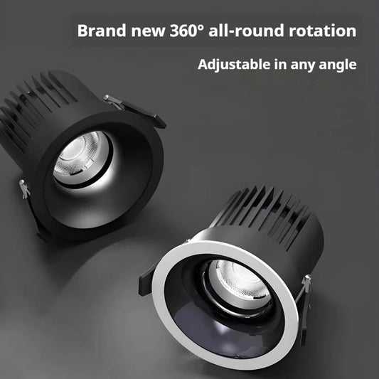 Recessed LED Downlight COB 9W 12W 15W 18W 24W 360° Adjustable Angle Ceiling Lamp Round Panel Light Dimmable Spotlight 110V 220V Lighting Depot