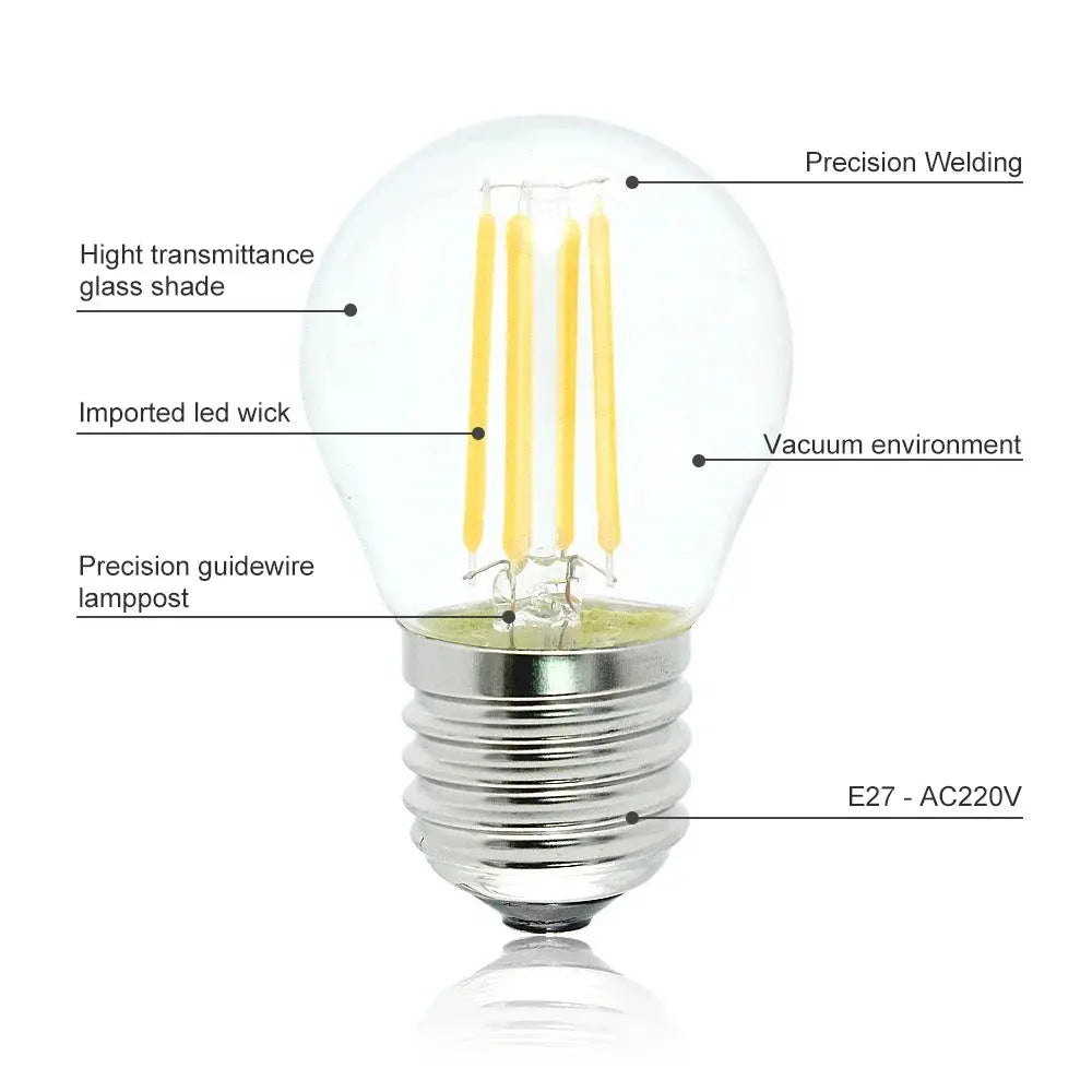A60 G45 Vintage Dimmable LED Filament Light Bulb E27 Retro Edison Bulbs 2/4/6/8 Filaments 220V 230V Glass Bulb 10W 15W 20W 25W The Lighting Depot