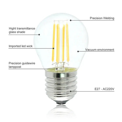 A60 G45 Vintage Dimmable LED Filament Light Bulb E27 Retro Edison Bulbs 2/4/6/8 Filaments 220V 230V Glass Bulb 10W 15W 20W 25W The Lighting Depot