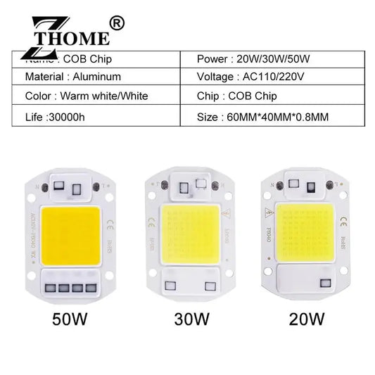 LED Chip 20W 30W 50W AC110 220V Smart COB Lamp Beads LED Lamp Without Driver DIY Lampada Outdoor Chip Light Floodlight Spotlight Lighting Depot