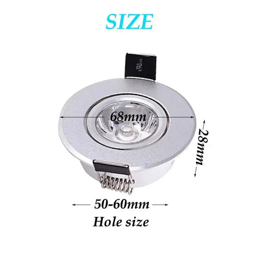 Aluminum Round LED Dimmable Ceiling Downlight 1W 3W AC85-265V  Recessed LED Spot Light Led Bulb Cutout 50mm With Driver The Lighting Depot
