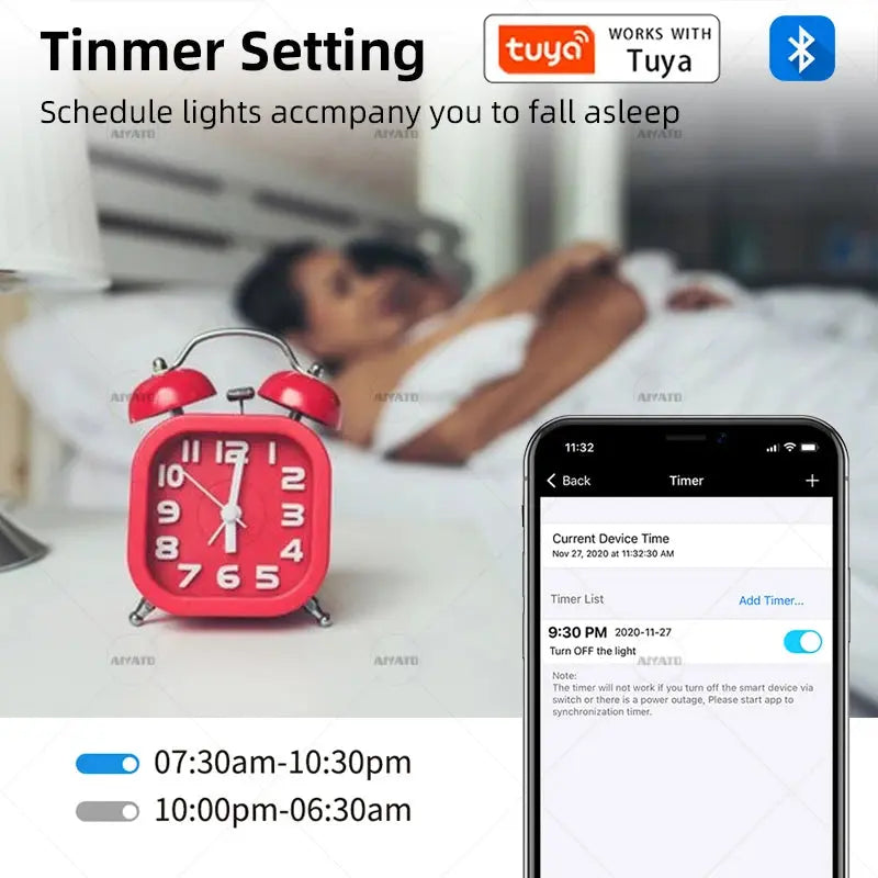 Tuya Bluetooth LED Bulb Dimmable 15W 18W E27 B22 220V RGBCW Color Change Lamps  Smart Life APP Group Control Music Rhythm Timing Lighting Depot