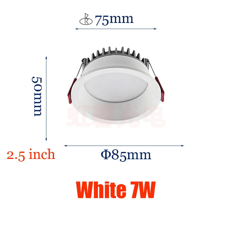 Dimmable Recessed LED Downlights Anti-Glare Ceiling Lights 9W 12W 15W 20W Background Spotlights AC85~265V Bedroom Kitchen Foyer Lighting Depot