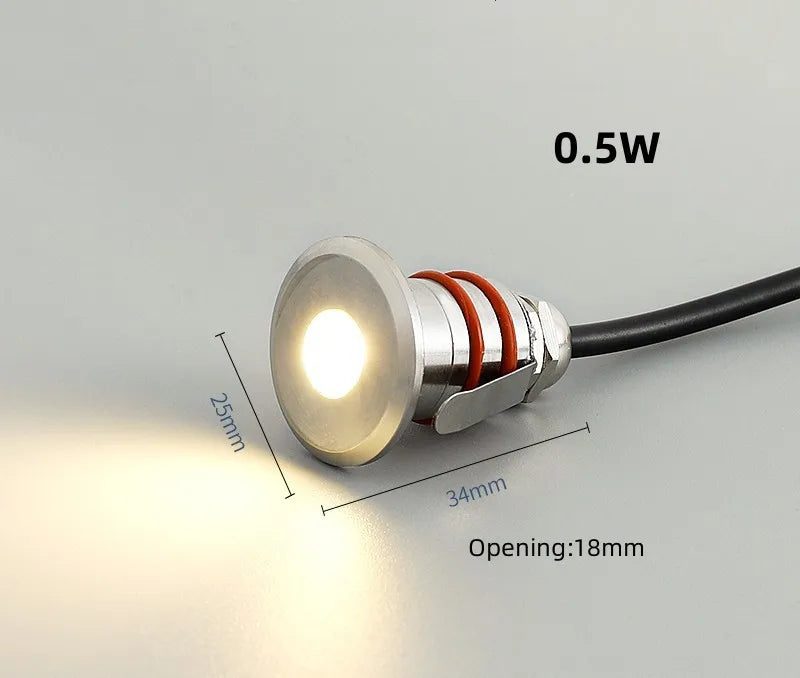 Mini LED IP68 Waterproof Stainless Steel Pool Underwater Lamp DC12V 24V Stair Pathway Garden Deck Spotlight Underground Light